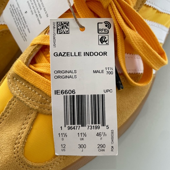 Adidas Gazelle Indoor Yellow US12 IE6606 - Picture 2 of 4